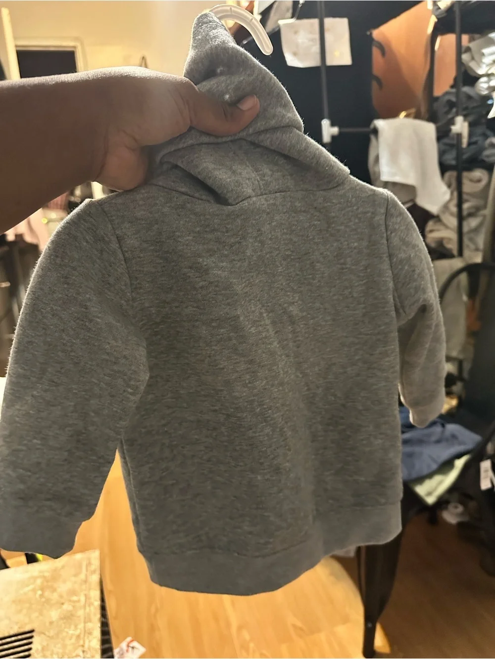 Nike Kids' Gray Hoodie with Teal Accent Logo - Picture 5 of 8